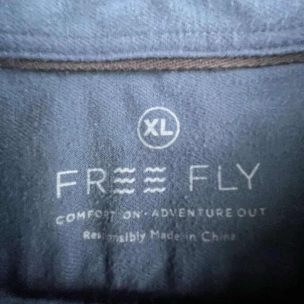 Free Fly Shirt Men's XL Blue Bamboo Cotton Blend Long Sleeve Button Up Pocket - Picture 4 of 11